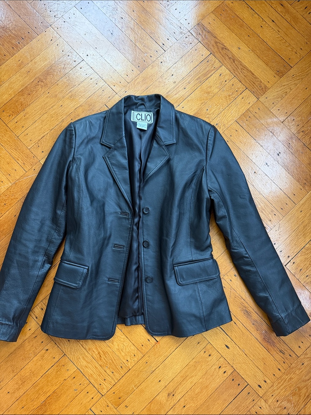 Clio Black Leather Blazer Jacket